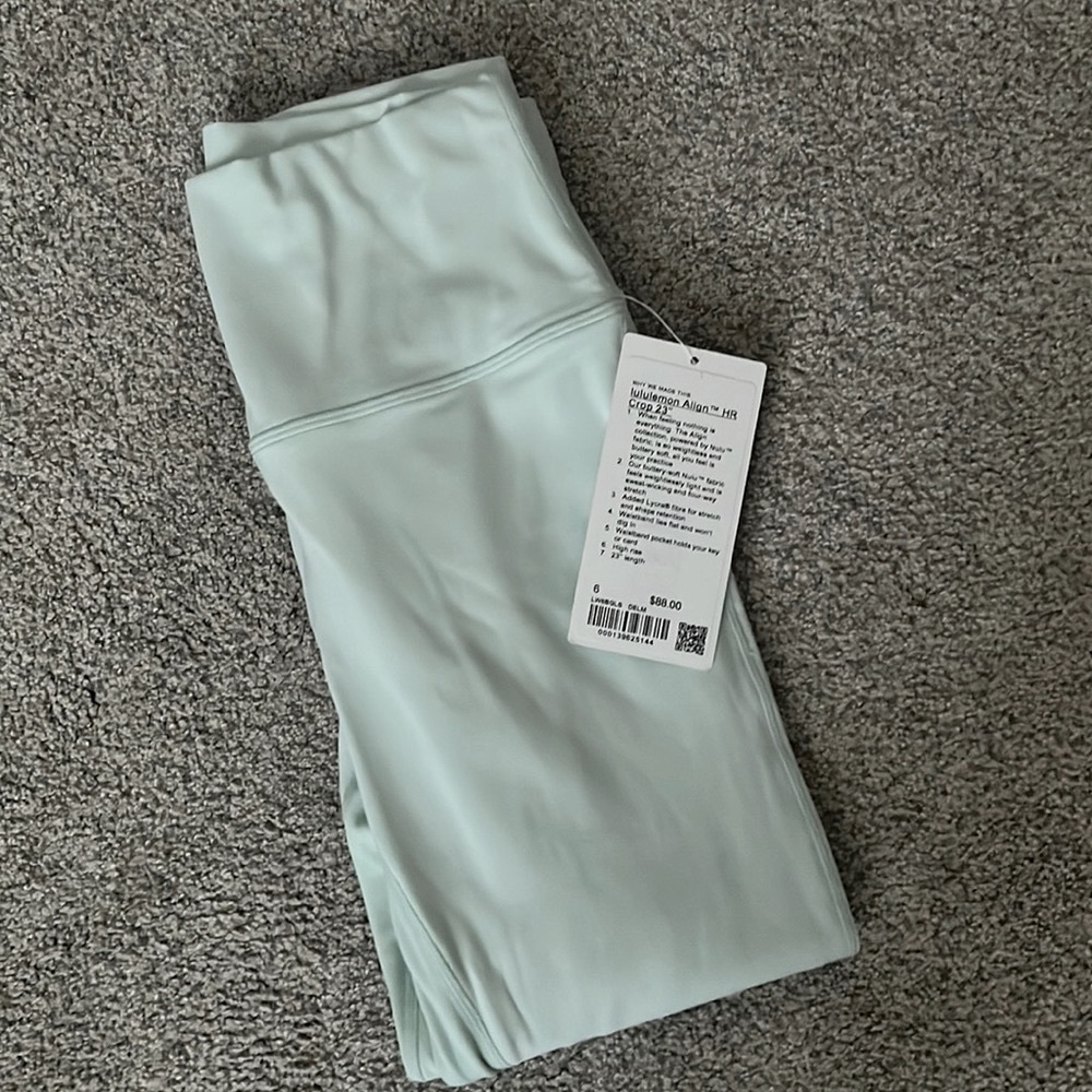 Lululemon HR Align Pant Delicate Mint 23 inch. Size 6.